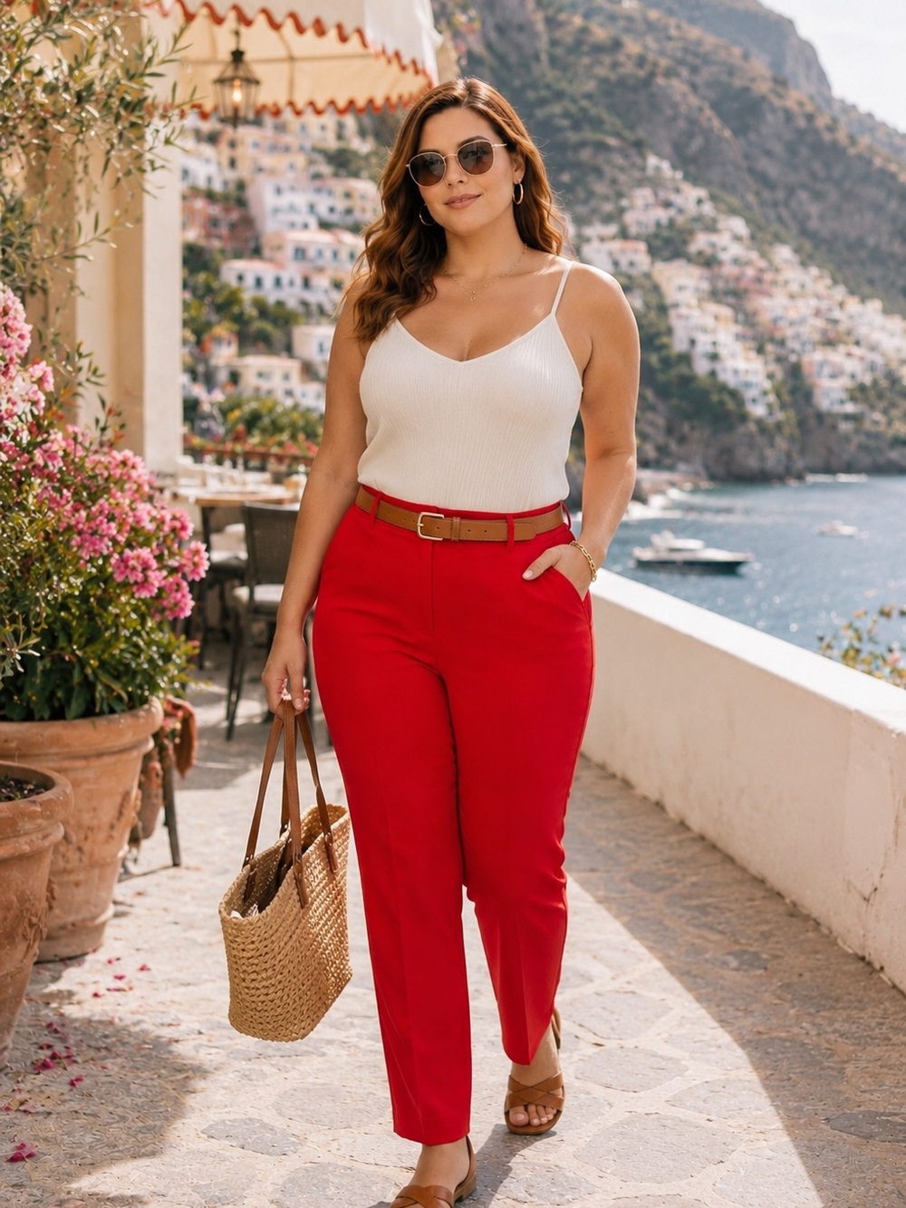 Worthington Woman Red Perfect Trouser Pants 20W Bold Chic Career Vacation Style